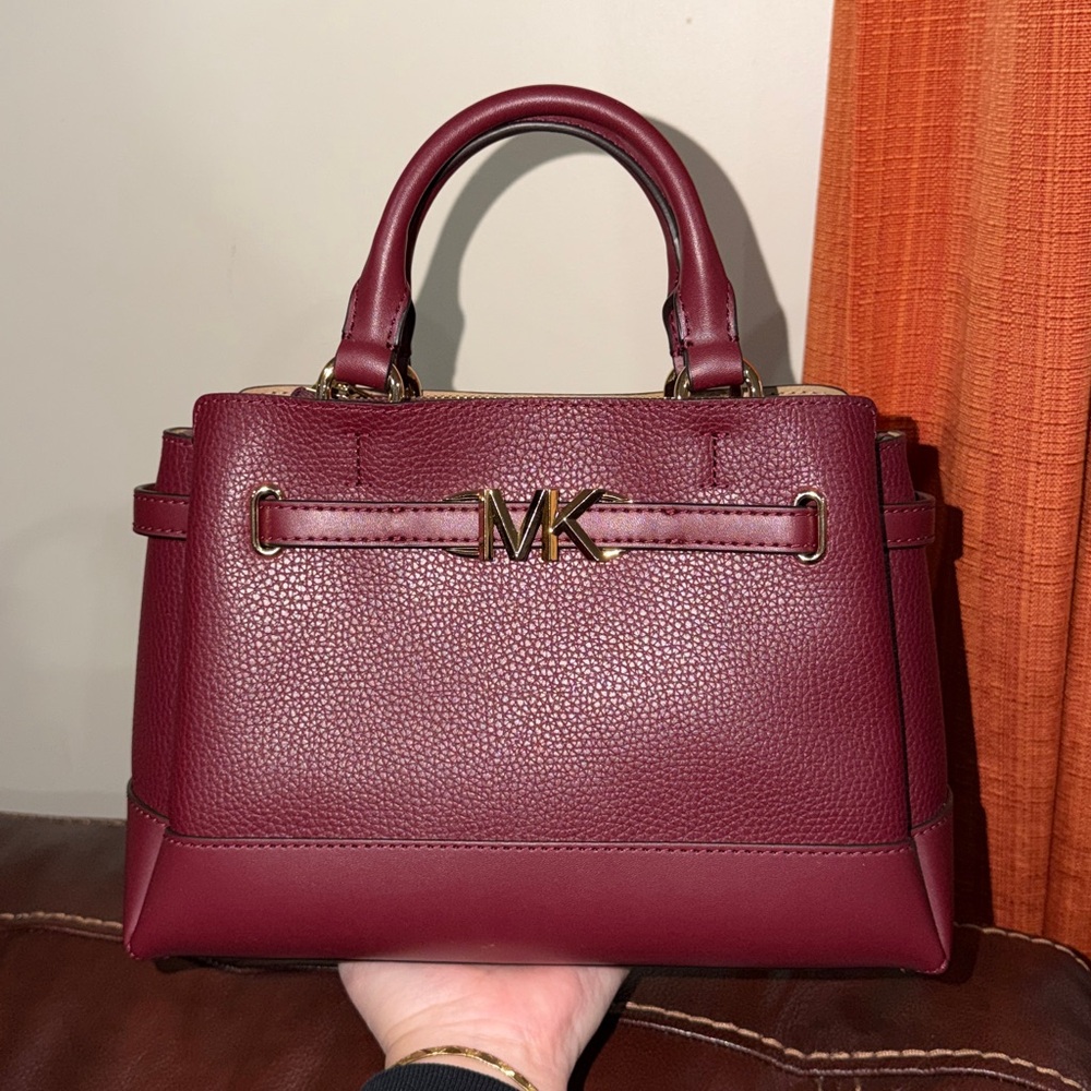 SOLD NEW Michael Kors Reed Dark Cherry Leather Small Belted Crossbody Bag - Picture 8 of 15